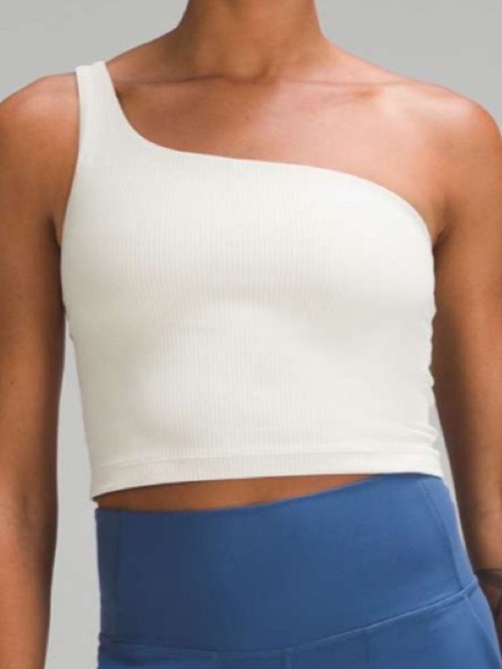 Lululemon Ribbed Nulu Asymmetrical Yoga Tank Top Sz 0 Bone